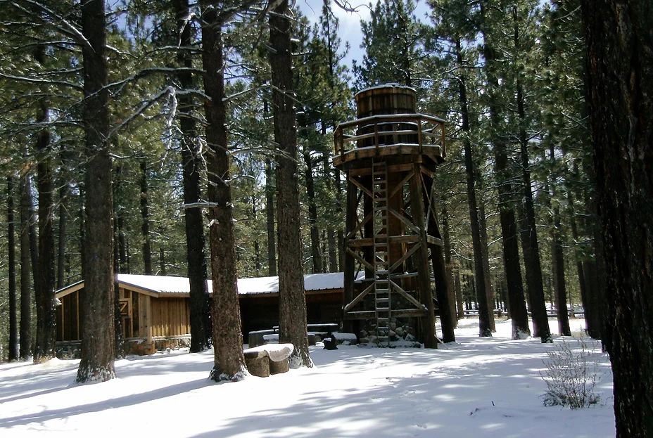 Water tower and cabin