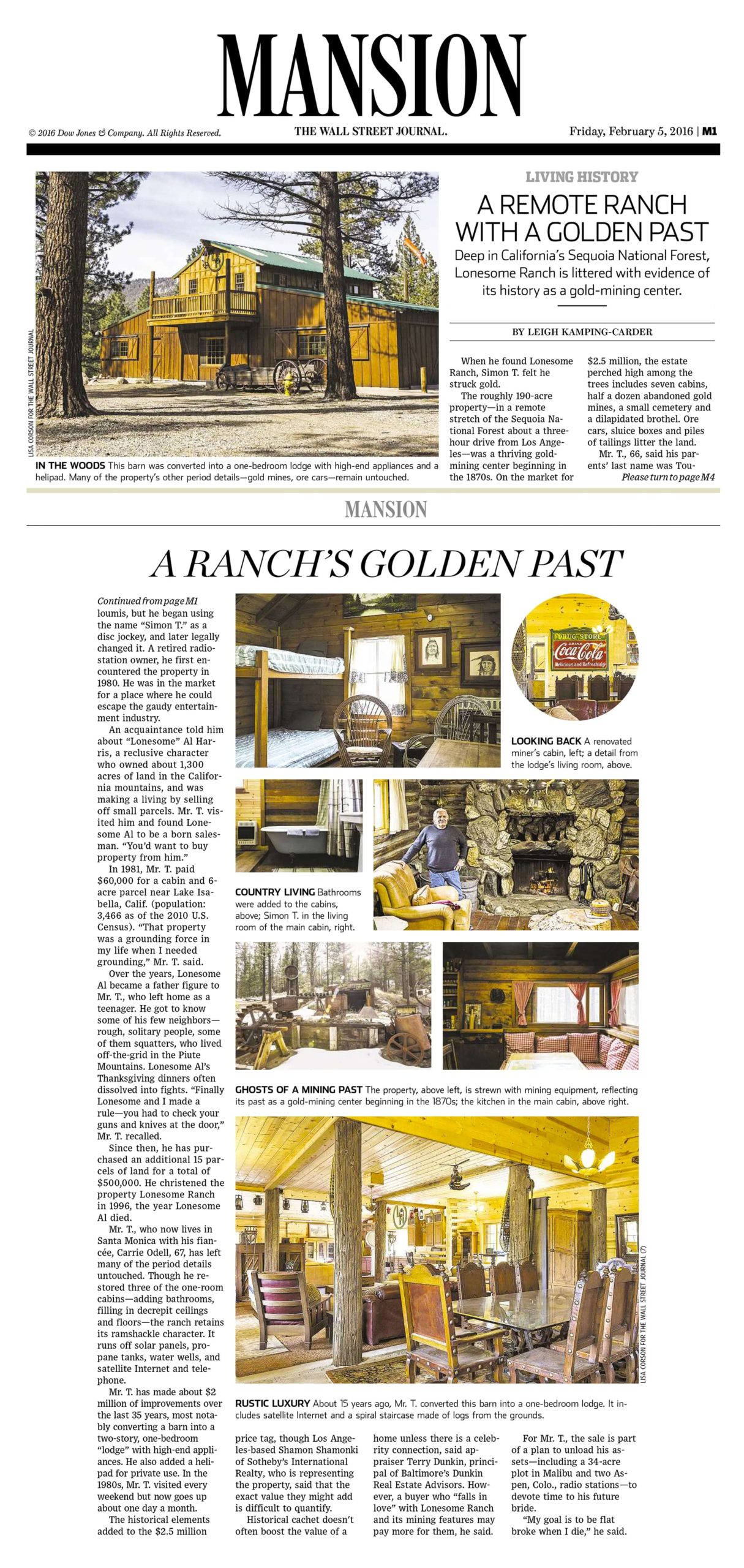 Wall Street Journal Mansion section cover